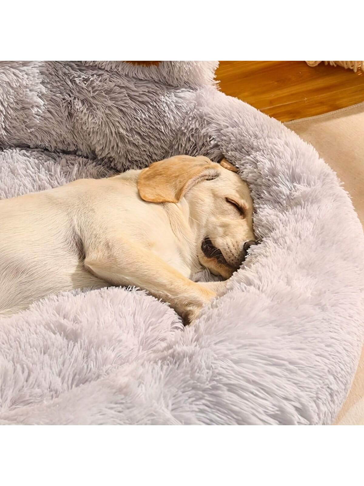 27in 35in 43in Calming Dog Beds For Large Dogs, Faux Fur Donut Cuddler Dog Bed, Round Fluffy Pillow, Washable Pet Bed For Dogs