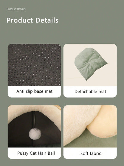 1pc Gray Cat-Shaped Pet Bed Suitable For Small & Medium-Sized Cats And Dogs, All Seasons Puppy Keep Dog Bed Cat Bed
