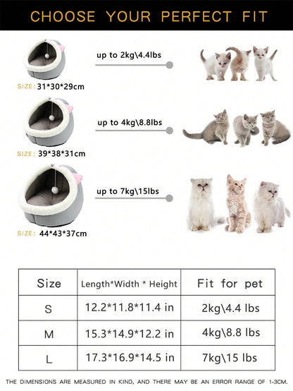 1pc Gray Cat-Shaped Pet Bed Suitable For Small & Medium-Sized Cats And Dogs, All Seasons Puppy Keep Dog Bed Cat Bed