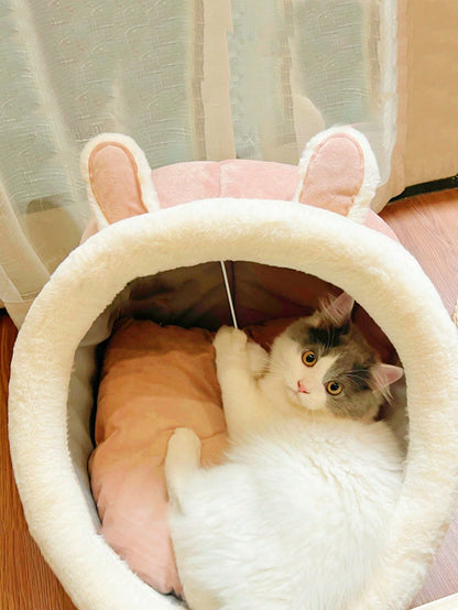 1pc Gray Cat-Shaped Pet Bed Suitable For Small & Medium-Sized Cats And Dogs, All Seasons Puppy Keep Dog Bed Cat Bed