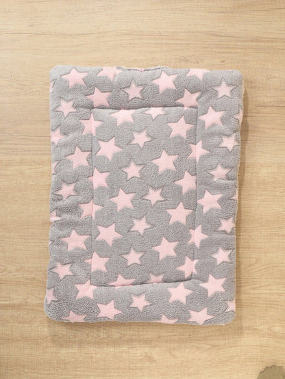 1pc Polyester Star & Heart Breathable Washable Thick Pet Bed Mat For Medium-Small Cats & Dogs, All Seasons (Teddy/Bichon Frise)