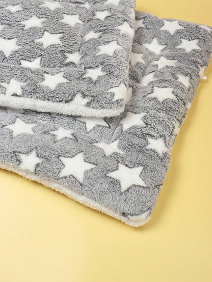 1pc Polyester Star & Heart Breathable Washable Thick Pet Bed Mat For Medium-Small Cats & Dogs, All Seasons (Teddy/Bichon Frise)