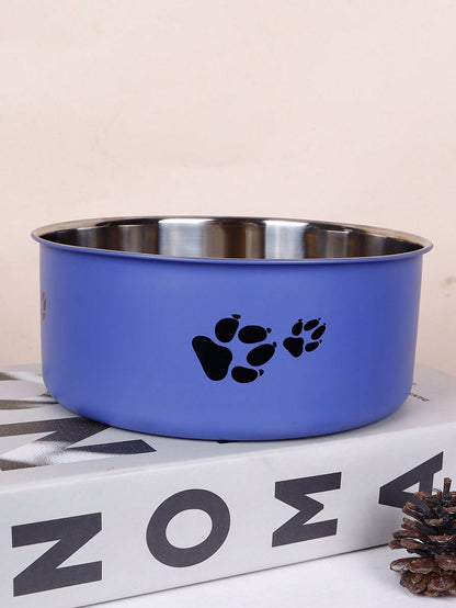 Supet 1pc Cartoon Paw Prints Design Stainless Steel Anti-Slip Pet Bowl For Small And Medium Dogs, Suitable For Indoor And Outdoor Use