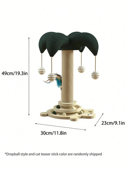 1pc Cat Climbing Tree With Sisal Scratching Post And Solid Wood Frame,  Rope And Sisal Scratching Board, Cat Toy