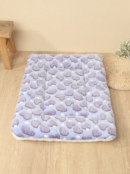 1pc Polyester Star & Heart Breathable Washable Thick Pet Bed Mat For Medium-Small Cats & Dogs, All Seasons (Teddy/Bichon Frise)