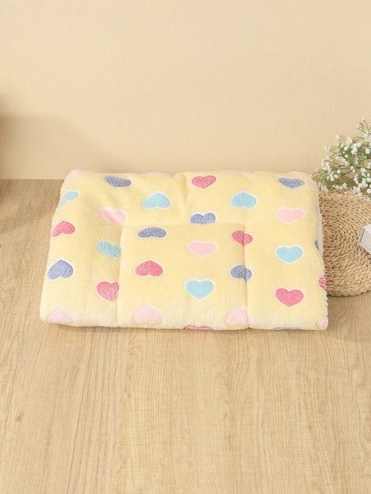 1pc Polyester Star & Heart Breathable Washable Thick Pet Bed Mat For Medium-Small Cats & Dogs, All Seasons (Teddy/Bichon Frise)