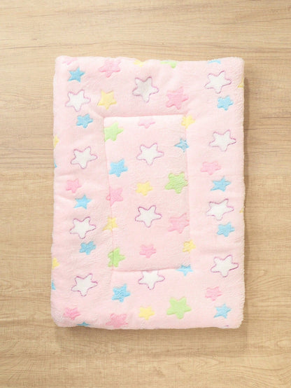 1pc Polyester Star & Heart Breathable Washable Thick Pet Bed Mat For Medium-Small Cats & Dogs, All Seasons (Teddy/Bichon Frise)