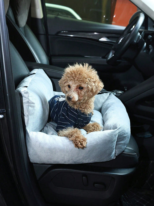 1pc Detachable Pet Car Seat Cushion, All Season Use, Pet Car Seat, Pet Bed With Safety Belt And Tether Leash, Suitable For Medium To Small Cats & Dogs