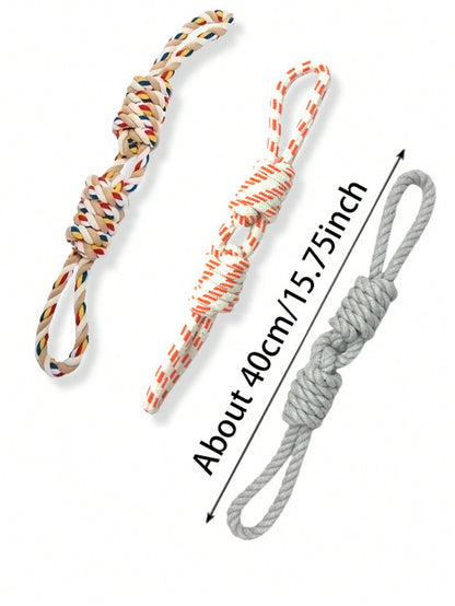 [1pc Durable Dog Toy] 1pc Durable Braided Rope Dog Toy | Interactive Chew And Tug Play, All-Breed Friendly | Random Color Design, Large Breeds, Puppy Toys