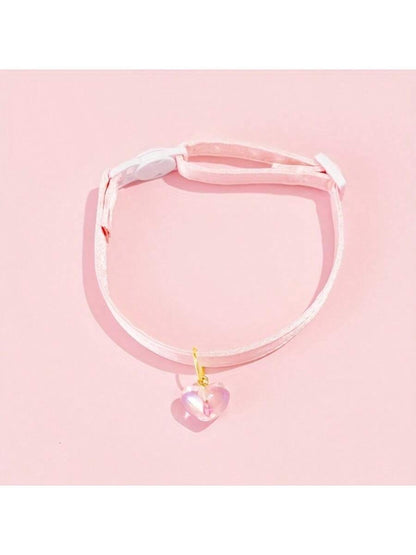 1 Adjustable Pearl Heart Cat Necklace Collar, Suitable For Small And Medium-Sized Pets