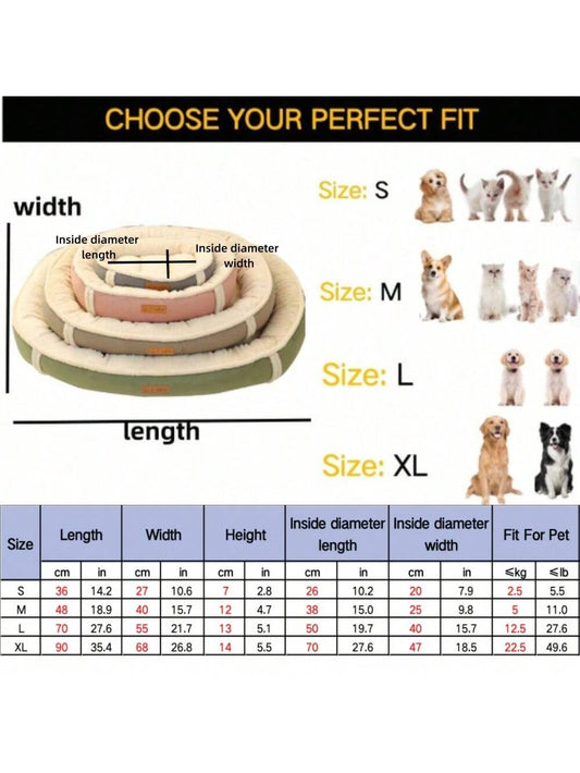 1pc Suede Oval Waterproof And Detachable Pet Bed For Large Dog Or Cat, Suitable For All Seasons With High-End Appearance, Universal For Pets