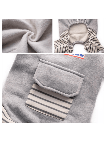 XL-8XL Large Dog Clothes Stripe Turtleneck Dog Jumpsuit Warm Plush Lined Dog Pajamas  For Medium Large Dogs Pet Pitbull