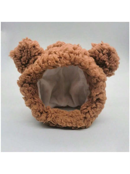 CGLLCute Pet Headwear2 Pcs Cat Warm Hat Adjustable Cat Costume Bear HatWinter Pet Headwear For Cats Small Dogs Cute Cat Clothing Accessories Dress Up Valentines Party Birthday Theme Fits Cats Small Dogs Brown Pink LHCG5102