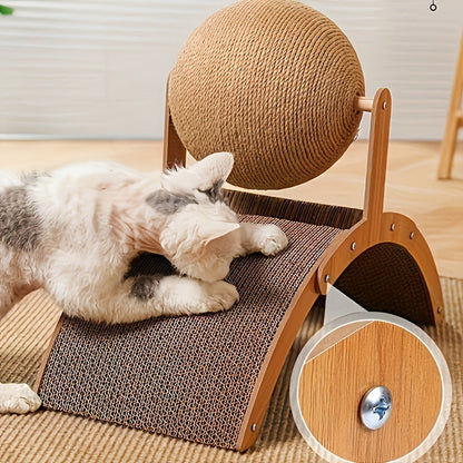 Cat Scratching Ball & Post 2-in-1 with Hanging Ball Toy – Extra Tall Sisal Cat Scratcher for Claw Sharpening