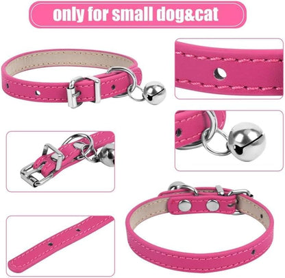 XXS Teacup Dog Collar - Light Blue & Pink, 3/8 inch Width for Small Dogs & Cats