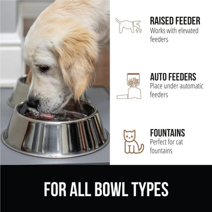 GORILLA GRIP 100% Waterproof Raised Edge BPA Free Silicone Pet Feeding Mat, Dog Cat Food Mats Contain Spills Protects Floors, Placemats for Cats and Dogs Water Bowl, Pets Accessories 16x10, Gray