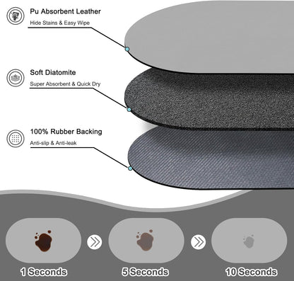 Dog Feeding Mat 24''x16'', Absorbent Pet Food Mat, No Stains Quick Dry Pet Water Mat Protect Floor, Cat Dog Water Bowl Mat for Messy Drinkers, Non-Slip Rubber Base Pet Placemats for Food and Water