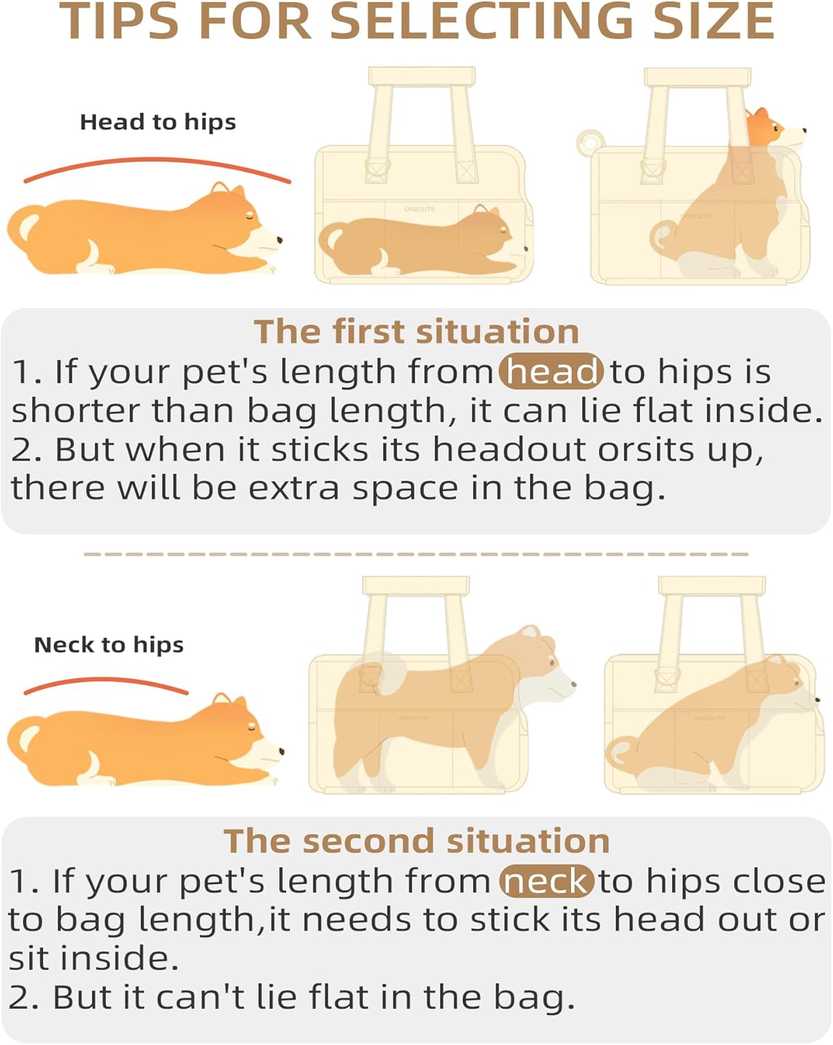 Dog Purse Carrier for Small Dogs Rabbit cat with Large Pockets, Cotton Bag, Dog Carrier Soft Sided, Collapsible Travel Puppy Carrier (Grey, 13.6" L x 6.5" W x 10" H)
