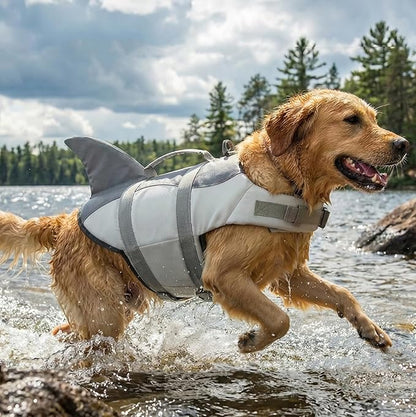AOFITEE Dog Life Jacket, Vest for Swimming, High Flotation Swim with Rescue Handle and Reflective Stripe, Lifesaver Swimsuit for Boating Summer Pool
