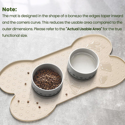 Dog Food Mat Anti-Slip Silicone Dog Bowl Mat Thicker Pet Placemat Waterproof Cat Feeder Pad with Raised Edge Puppy Kitten Feeding Mats Suitable Small Medium-Sized Dogs Cats Eating Tray